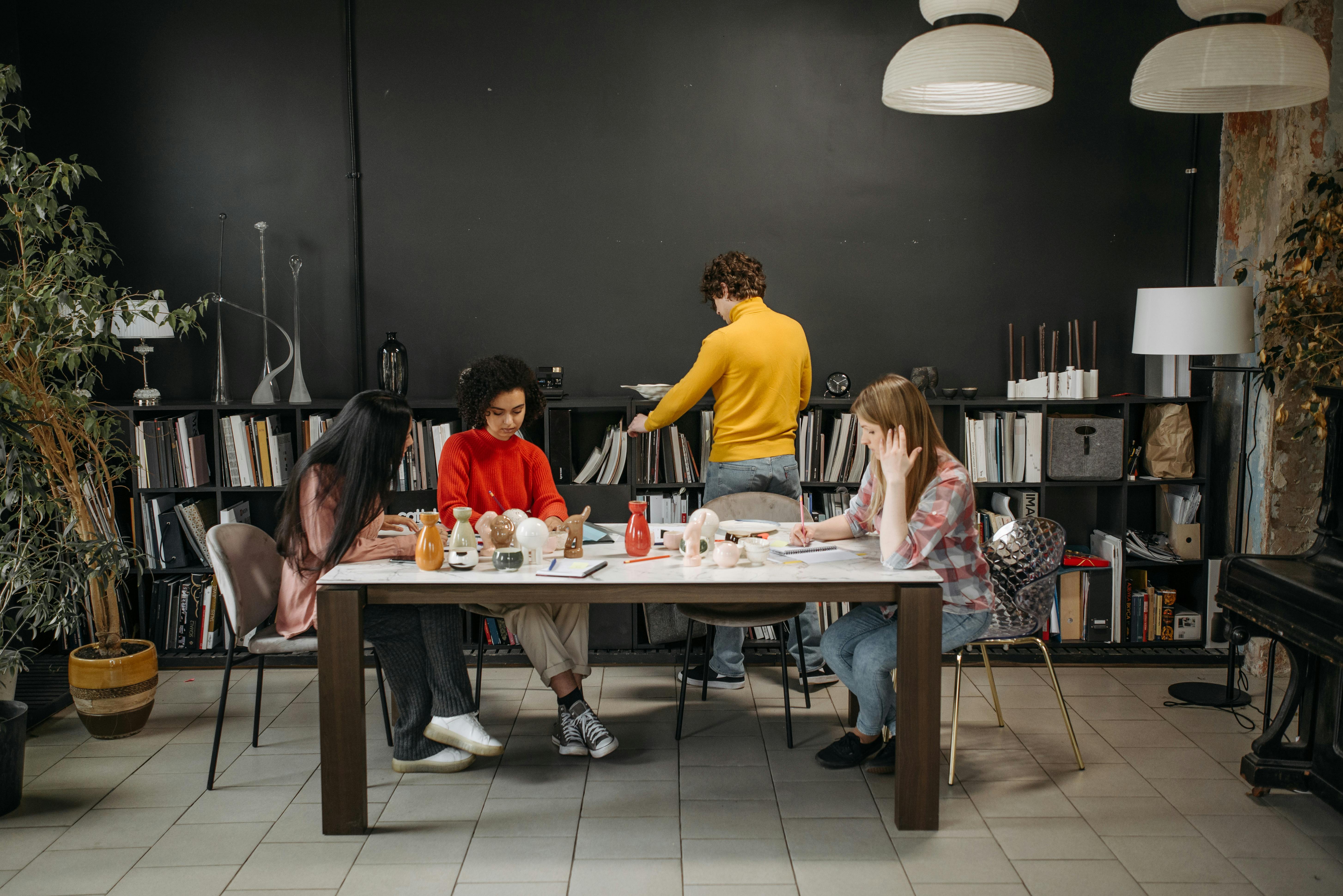 Customers talking with an interior designer